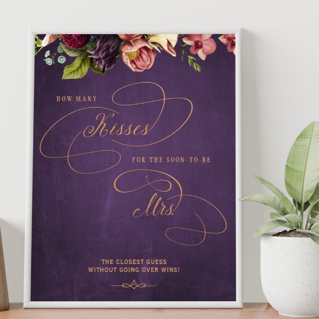 Vintage guess how many kisses bridal shower sign (Creator Uploaded)