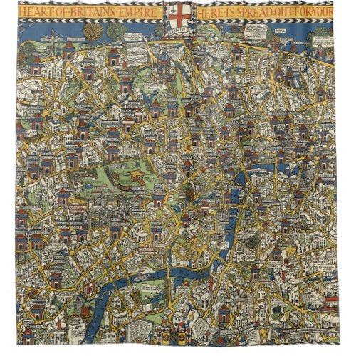 Vintage Guide To London Shower Curtain