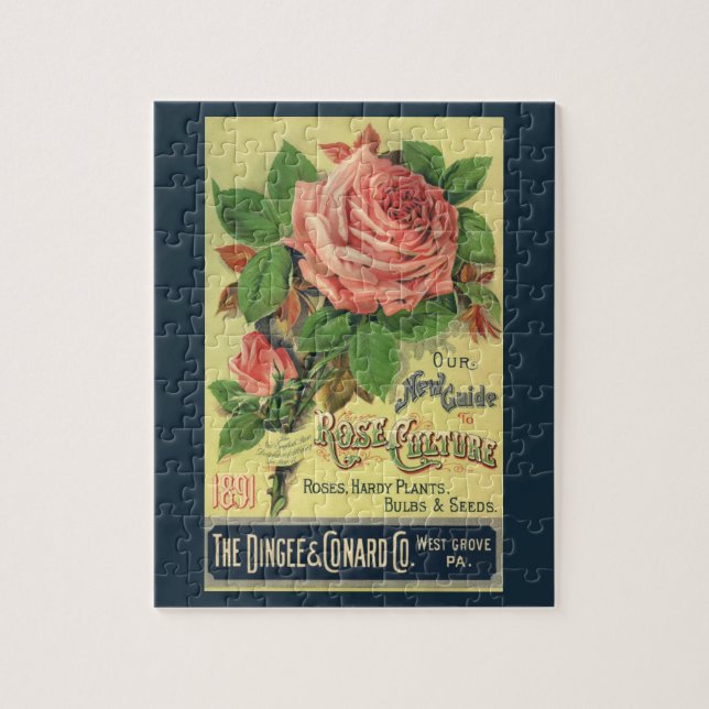 Vintage Guide to Rose Culture Book Cover Art, 1891 Jigsaw Puzzle (Vertical)
