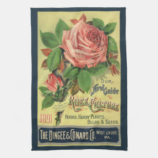 Vintage Guide to Rose Culture Book Cover Art, 1891 Kitchen Towel