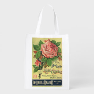 Vintage Guide to Rose Culture Book Cover Art, 1891 Reusable Grocery Bag