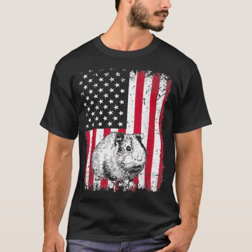 Vintage Guinea pig American Flag Animal Lover Zook T_Shirt