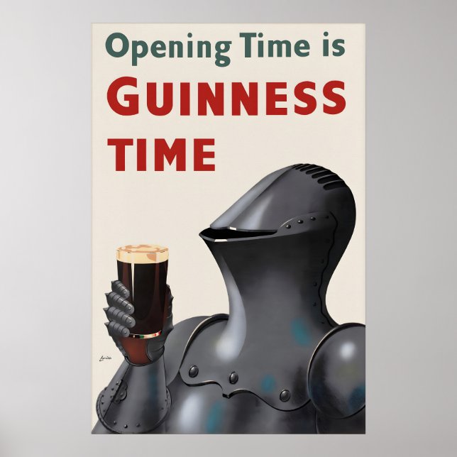 Vintage Guinness Knight Poster Print, Irish Beer (Front)