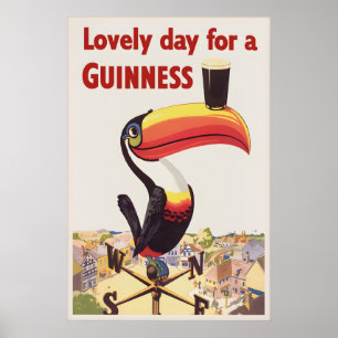 Vintage Guinness Toucan Poster Print, Irish Beer