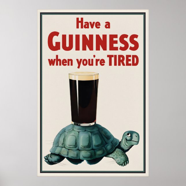 Vintage Guinness Turtle Poster Print, Irish Beer (Front)
