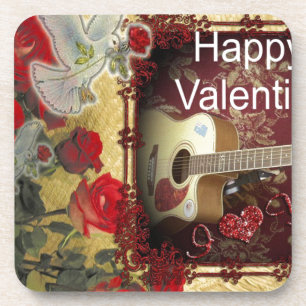 Vintage Guitar: African Brown Beauty Valentine Day Beverage Coaster