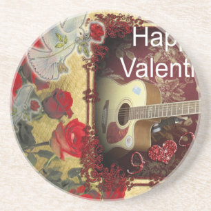 Vintage Guitar: African Brown Beauty Valentine Day Drink Coaster