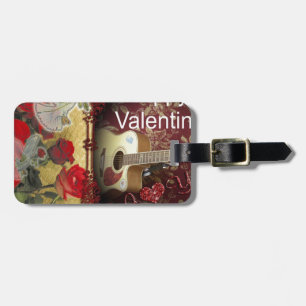 Vintage Guitar: African Brown Beauty Valentine Day Luggage Tag