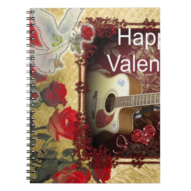 Vintage Guitar: African Brown Beauty Valentine Day Notebook (Front)