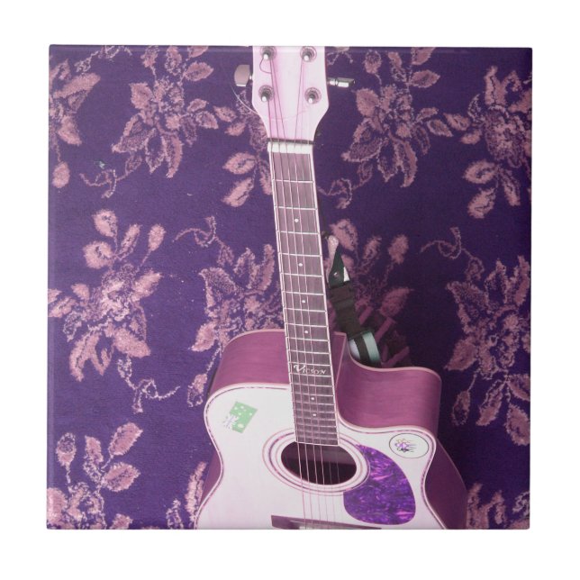 Vintage Guitar: African Vibe Style Dream Ceramic Tile (Front)