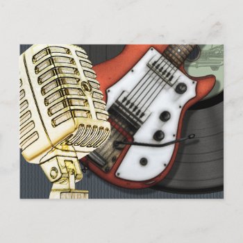 Vintage Guitar And Microphone Postcard by Specialeetees at Zazzle