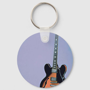Vintage guitar artwork keychain