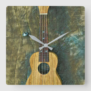 Vintage guitar artwork square wall clock