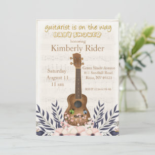 Vintage Guitar Baby Shower Invitation