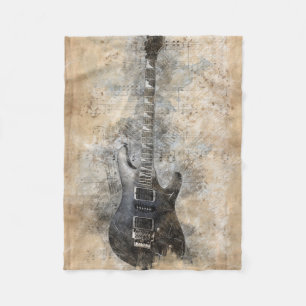 Vintage guitar fleece blanket
