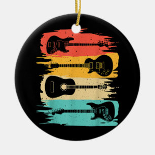 Vintage Guitar Gift For Men Women Music Band Guita Ceramic Ornament