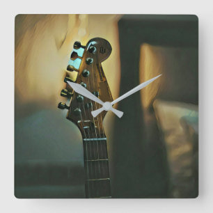 Vintage guitar gifts square wall clock