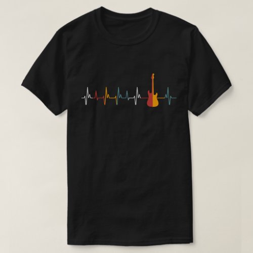 Vintage Guitar Heartbeat Electric Guitar Lovers T_Shirt