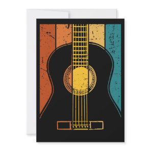 Vintage guitar invitation card