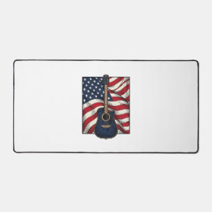 Vintage Guitar Patriotic Flag Vector Shirt Design_ Desk Mat