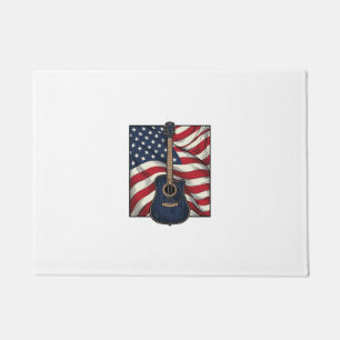 Vintage Guitar Patriotic Flag Vector Shirt Design_ Doormat