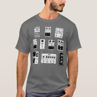 Vintage Guitar Pedals Black White Music Gear T-Shirt