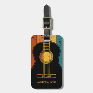 Vintage guitar personalized luggage tag