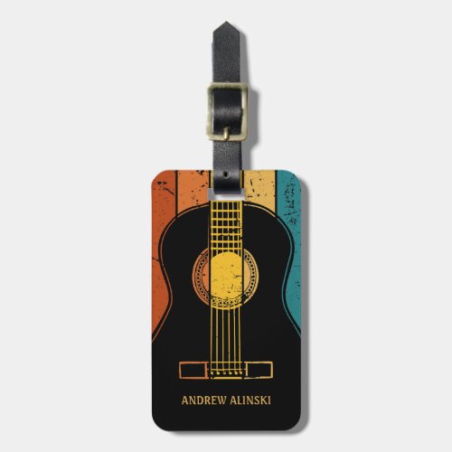 Vintage guitar personalized  luggage tag