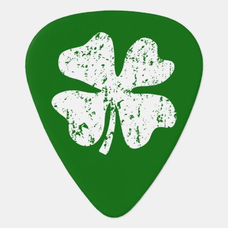 Vintage Guitar Pick With Personalized Lucky Clover