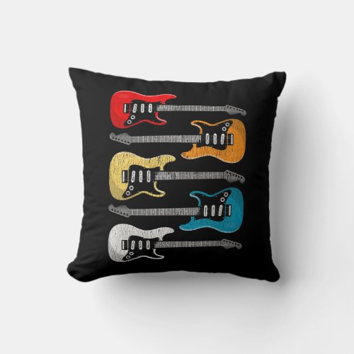 Vintage Guitar Player Gift for Guitarists Throw Pillow