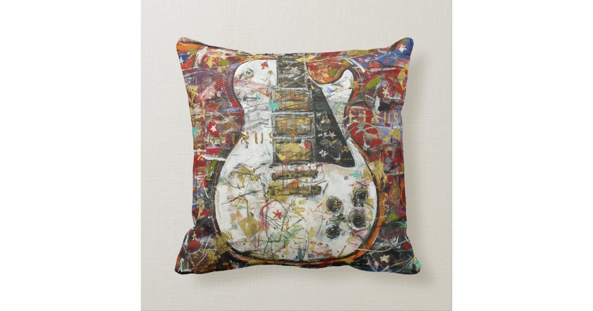 Vintage guitar - throw pillow Zazzle