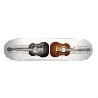 Vintage Guitar with Sheet Music  - Skateboard
