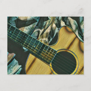 Vintage guitarist birthday gift postcard