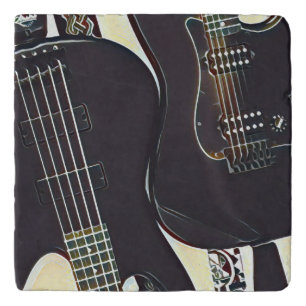 Vintage guitarist birthday gift trivet