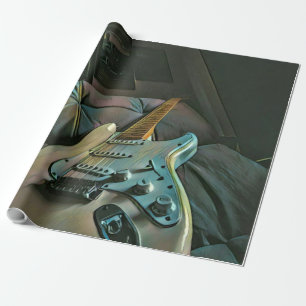 Vintage guitarist birthday gift wrapping paper