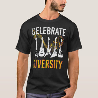 Vintage Guitarist Music Celebrate Diversity T-Shirt