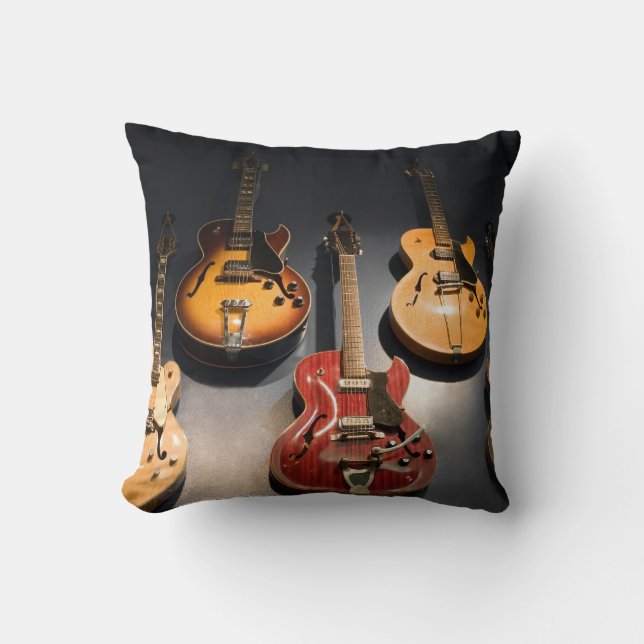 Vintage Guitars Throw Pillow (Front)