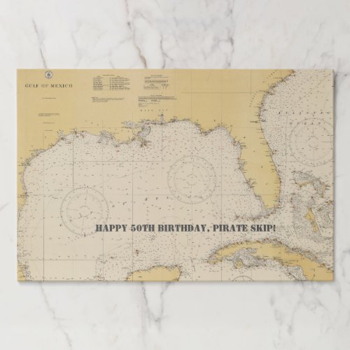 Vintage Gulf of Mexico Authentic Nautical Chart Paper Pad