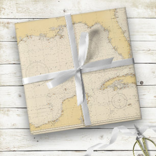 Vintage Gulf of Mexico Authentic Nautical Chart Wrapping Paper