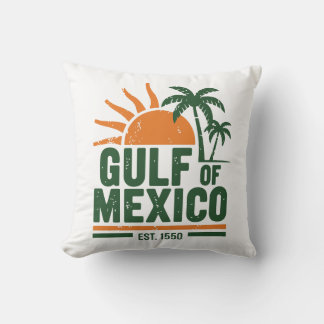 Vintage Gulf of Mexico Beach Sunset Throw Pillow