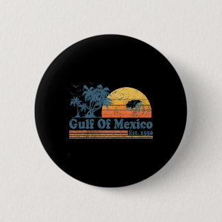 Vintage Gulf Of Mexico Est 1550 Retro Beach Sunset Button