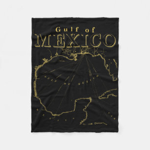 Vintage Gulf Of Mexico Map Coastal History Fleece Blanket