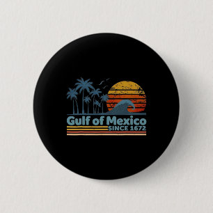 Vintage Gulf Of Mexico Since 1672 Retro Beach Suns Button