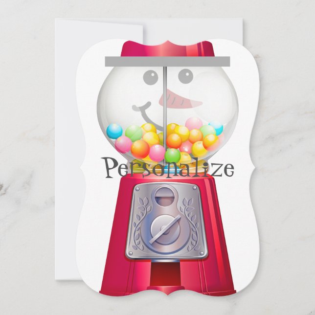 Vintage Gumball machine snowman snow globe  Invitation (Front)