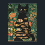 Vintage Gustav Klimt Black Cat In a Flower Garden Postcard<br><div class="desc">Vintage Gustav Klimt Black Cat In a Flower Garden A black cat, fur gleaming in the sunlight, sits regally amidst a field of colorful wildflowers. Curiosity fills the eyes of a black cat perched in a meadow bursting with vibrant blooms. Gustav Klimt (1862-1918) was a prominent Austrian symbolist painter and...</div>