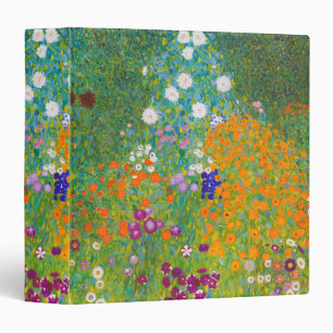 Vintage Gustav Klimt Cottage Garden Flower Art 3 Ring Binder