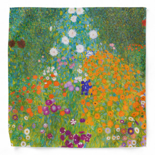Vintage Gustav Klimt Cottage Garden Flower Art Bandana