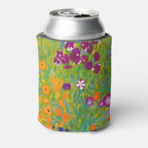 Vintage Gustav Klimt Cottage Garden Flower Art Can Cooler