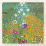 Vintage Gustav Klimt Cottage Garden Flower Art Glass Coaster<br><div class="desc">This enchanting design features "Cottage Garden, " a vibrant floral masterpiece by the iconic Austrian Symbolist, Gustav Klimt. Painted during his prolific summer retreats, the artwork is a breathtaking explosion of colorful wildflowers, sunflowers, and lush greenery, arranged in a dense, tapestry-like composition. Klimt’s signature Art Nouveau style is evident in...</div>