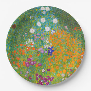 Vintage Gustav Klimt Cottage Garden Flower Art Paper Plates